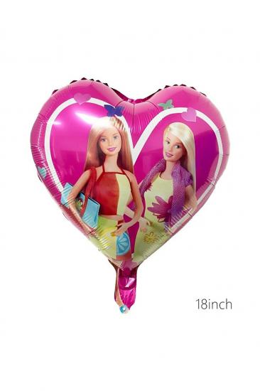 Happyland Barbie konsept Barbie folyo balon Barbie Bebek Kalp Şeklinde Folyo Balon 45 cm