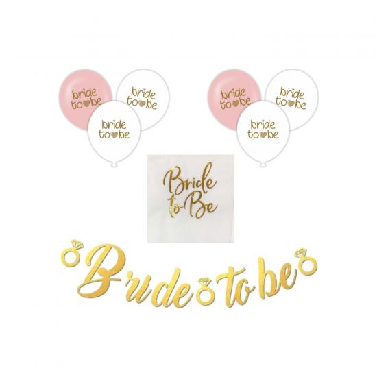 Happyland Bekarlığa Veda Bride To Be Gold Balonlu Banner Set (Balon&kaligrafi Yazı&bride Peçete