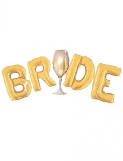Happyland Kadeh Şarap Folyo Detaylı Bride To Be Bekarlığa Veda Gold Folyo Balon Seti Bride  Folyo Balon 