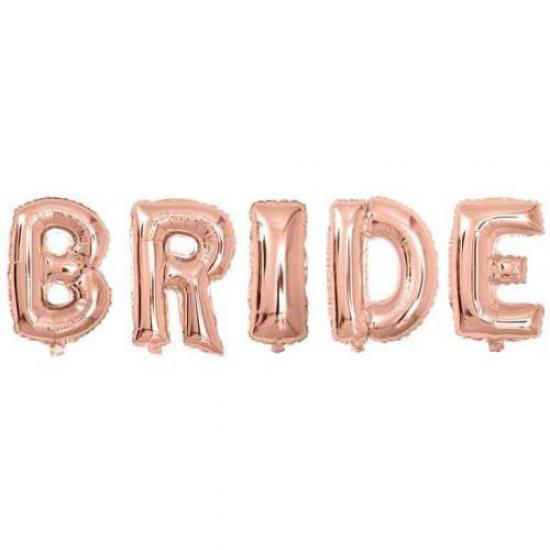 Happyland Bride Yazılı Folyo Balon Seti 100 cm Rosegold Bekarlığa Veda Kutlama Bride To Be Partisi