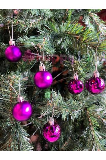 Happyland Yılbaşı Çam Ağacı Süsü 4 cm 6 adet Mor Renk Yılbaşı TopU Yeni Yıl Cici Toplar