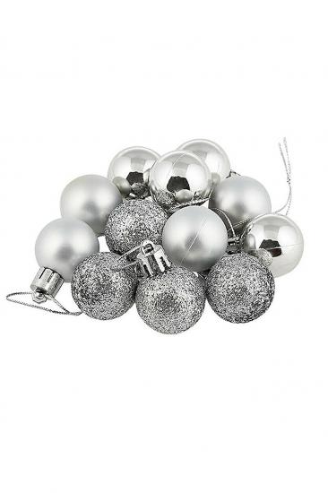 Happyland Yılbaşı Ağacı Süsleme 4 cm Gümüş Top 12’li Gümüş Renkli Cici Top 