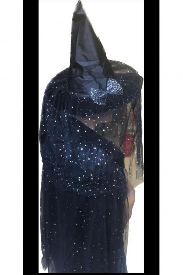 Happyland Halloween 120 cm YetişkinCadı Kostüm Seti (pelerin&şapka seti ) Cadılar Bayramı Pelerin