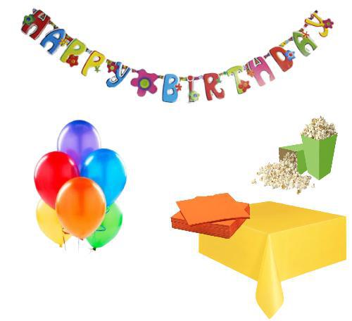 Happyland Rengarenk Doğum Günü Parti Paketi Ekonomik Set Renkli Happy Birthday Yazılı Set-1