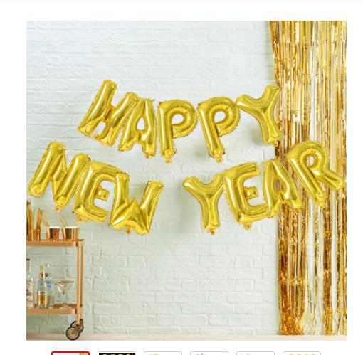 Yılbaşı Happy new year Balon+ Duvar Püskülü