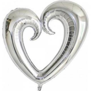 100*108 cm Gümüş Kalpli İçiboş Folyo Balon