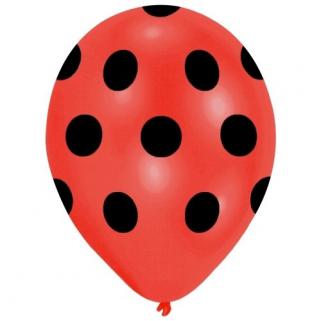 30 Adet Uğurböceği Kırmızı Siyah Puantiyeli Lateks Balon