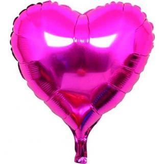 Kalp Uçan Folyo Balon Fuşya 40 cm