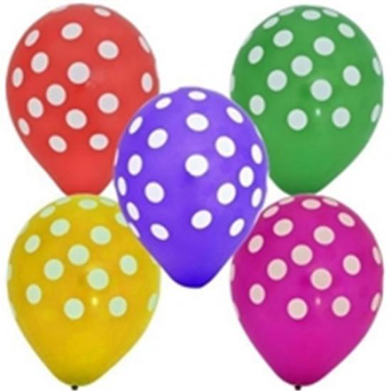 Karışık Renkli Puantiyeli Balon 7 Adet