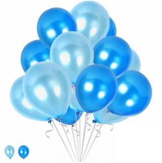 15 Koyu Mavi 15 Açık Mavı Konsept Balonlar Metalik Parlak 30-35 Cm