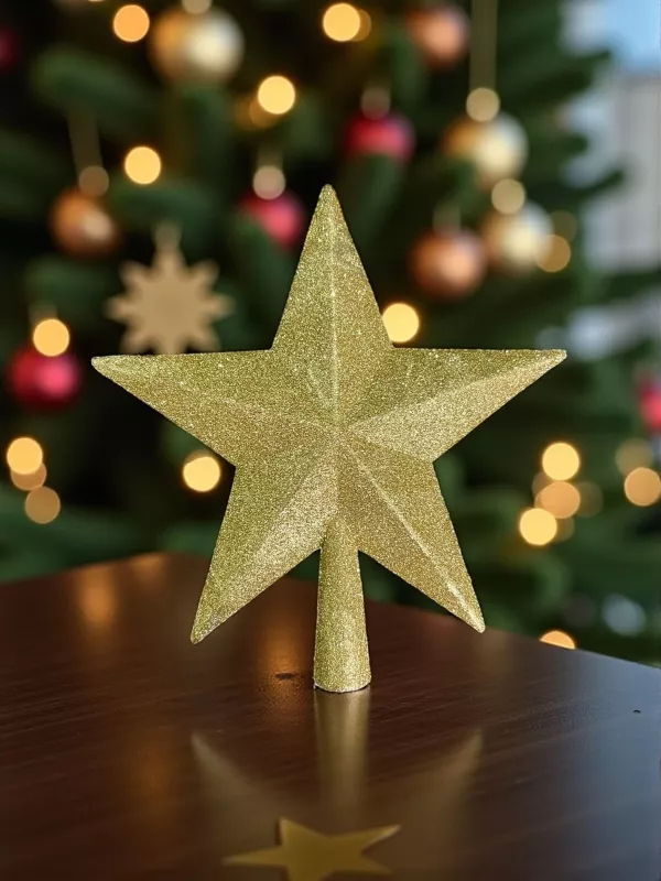 Happyland Yılbaşı Ağacı Tepe Yıldızı Gold Simli Lüks Büyük Boy25 Cm Yeni Yıl Ağaç Yıldızı HPY26024