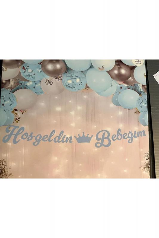 Happyland Mavi Hoşgeldin Bebeğim Kaligrafi Yazı Banner