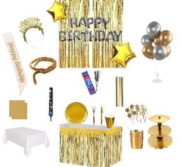 Happyland Yetiştin Parti Tam Dolu Full Set Yetişkin Doğum Günü Seti Gold Herşey Dahil Paket2