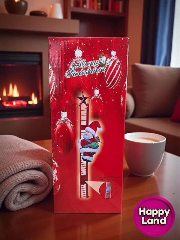 Happyland Yılbaşı Süsü Uzun Merdivene Tırmanan Noel Baba Hareketli Pilli 70 cm HAPPY20251D