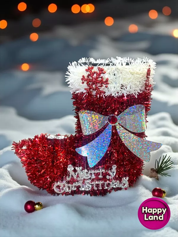 Happyland Yılbaşı Süsü Noel Baba Çizmesi Noel Çorabı Dekor Süs Kova 20 CM HPY-2