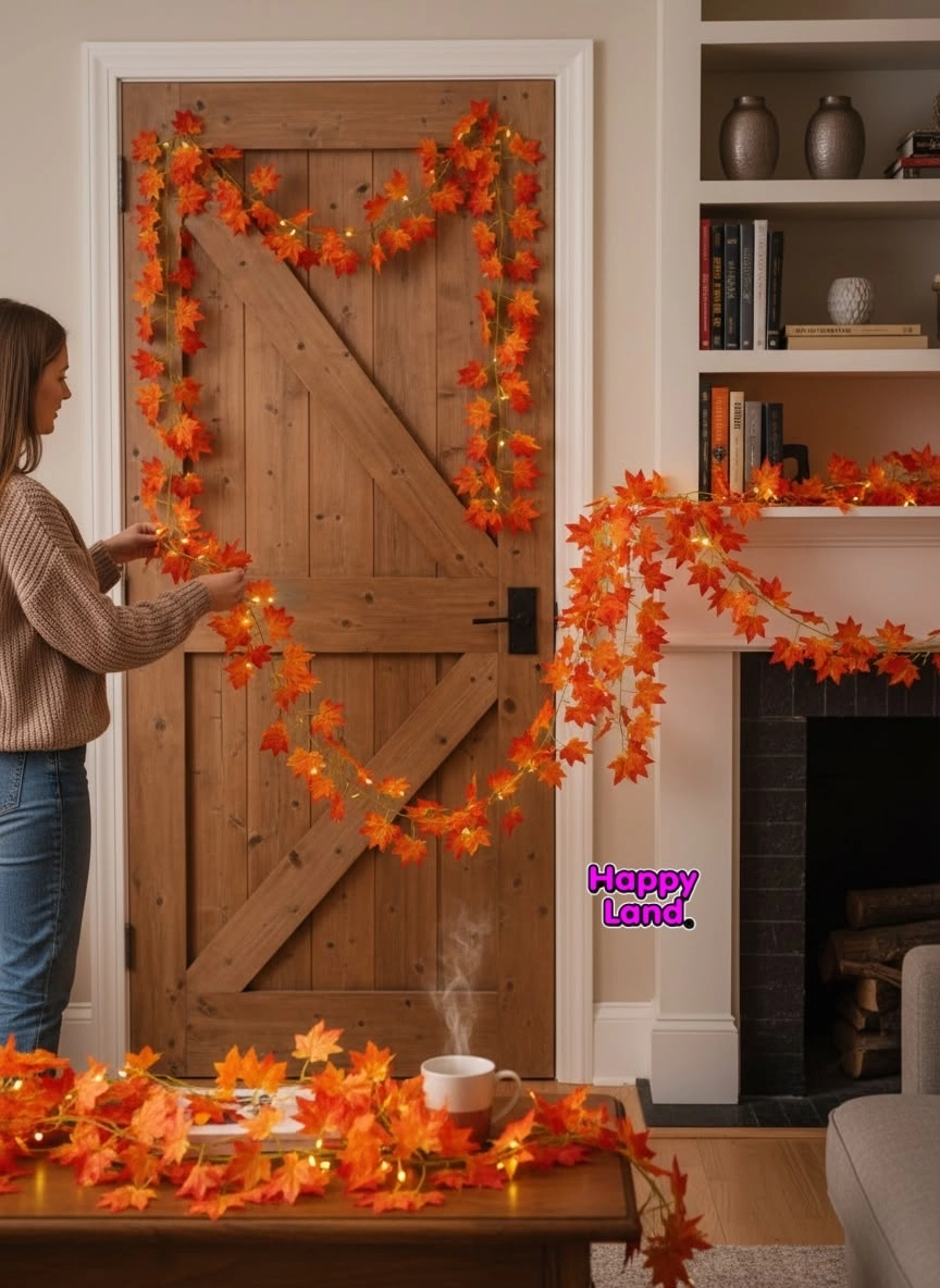 Happyland Turuncu Yapay Sarmaşık 12 Adet Dekoratif Sonbahar Yapraklı Yapay Sarmaşık 230 Cm 1 Paket HPY26178