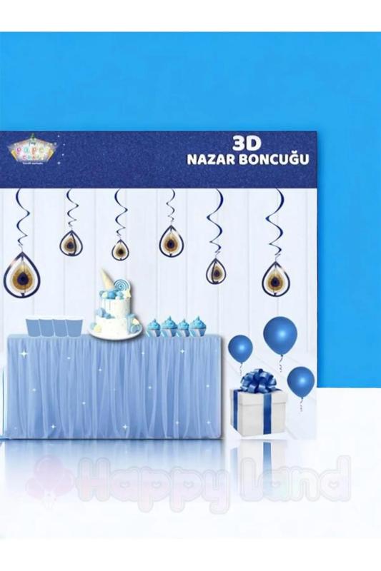 HappylandNazar Boncupu 3D Tavan Süs Nazar Boncuğu Dekor Sğs Sarkıt 10 Adet
