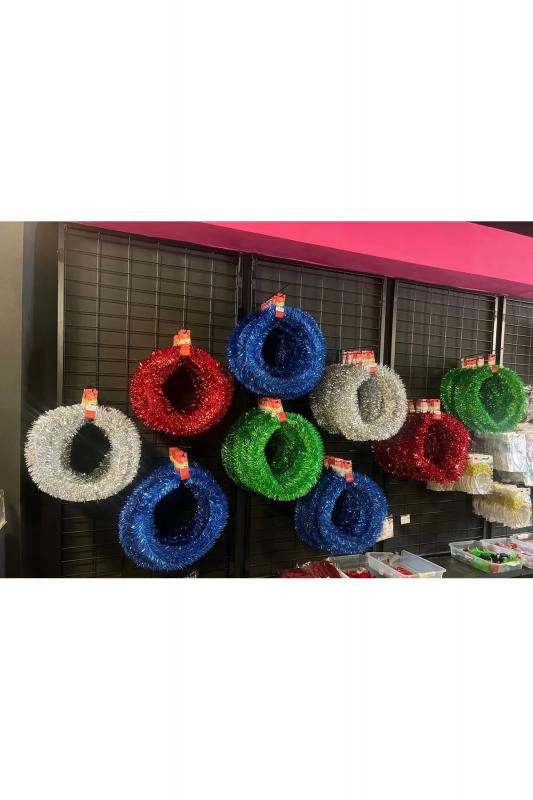 Happyland Yılbaşı 5 m Kırmızı Metalik Garland Yılbaşı Dekor Yeni Yıl Noel Süsü Yeni Yıl