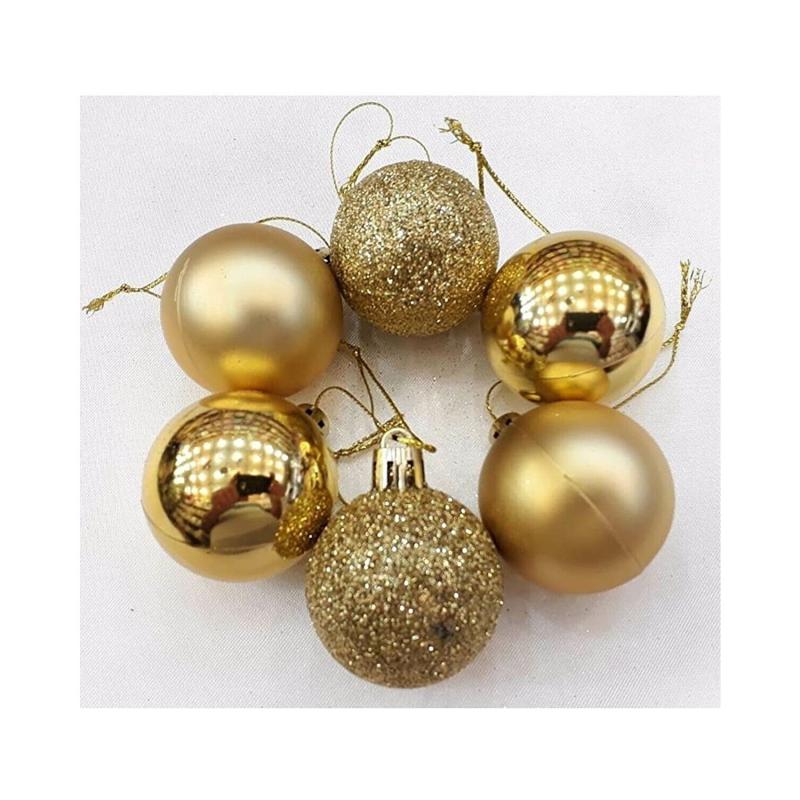 Happyland Yılbaşı Ağacı Süsleme 6 cm Gold 6’lı Gold Renkli Cici Top