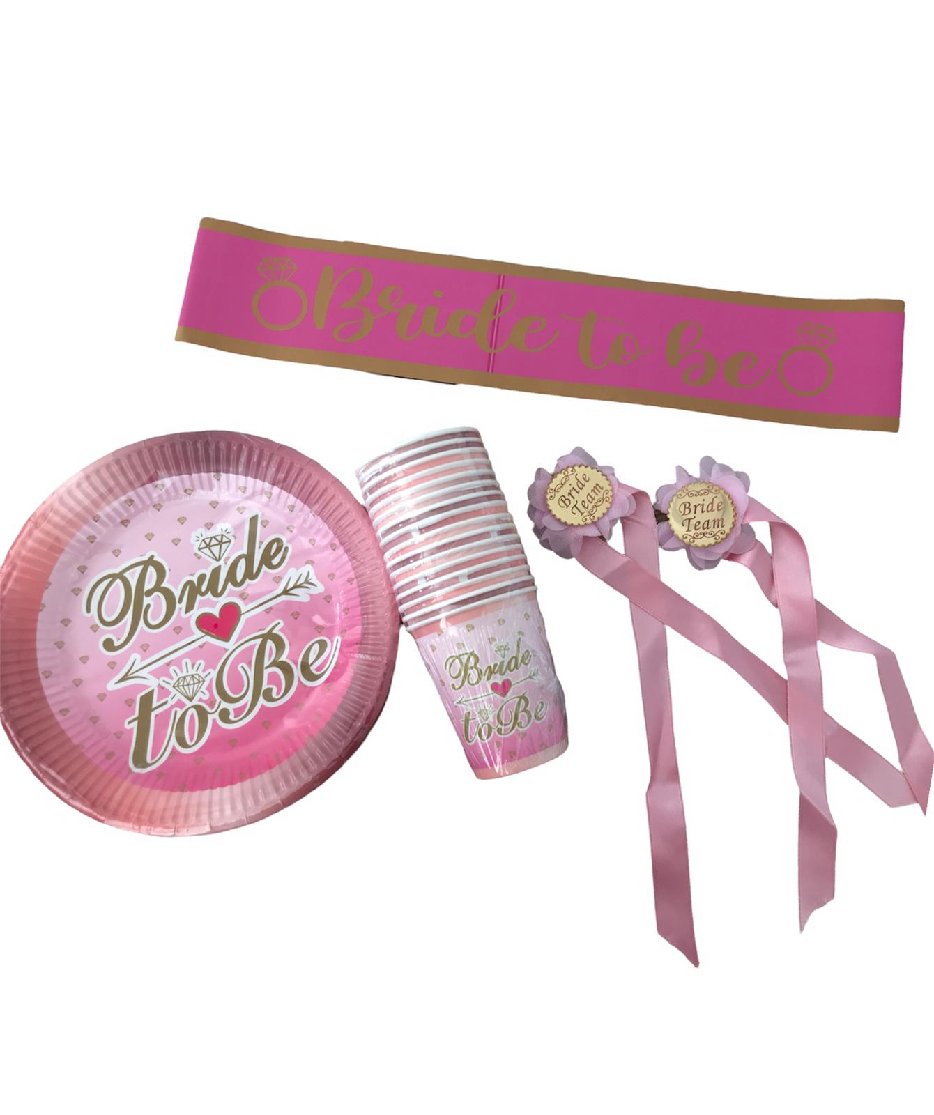 Happyland Bride To Be Pembe Set Bekarlığa Veda Partisi 4 Parça Kutlama Seti Bride Team Pembe Konsept