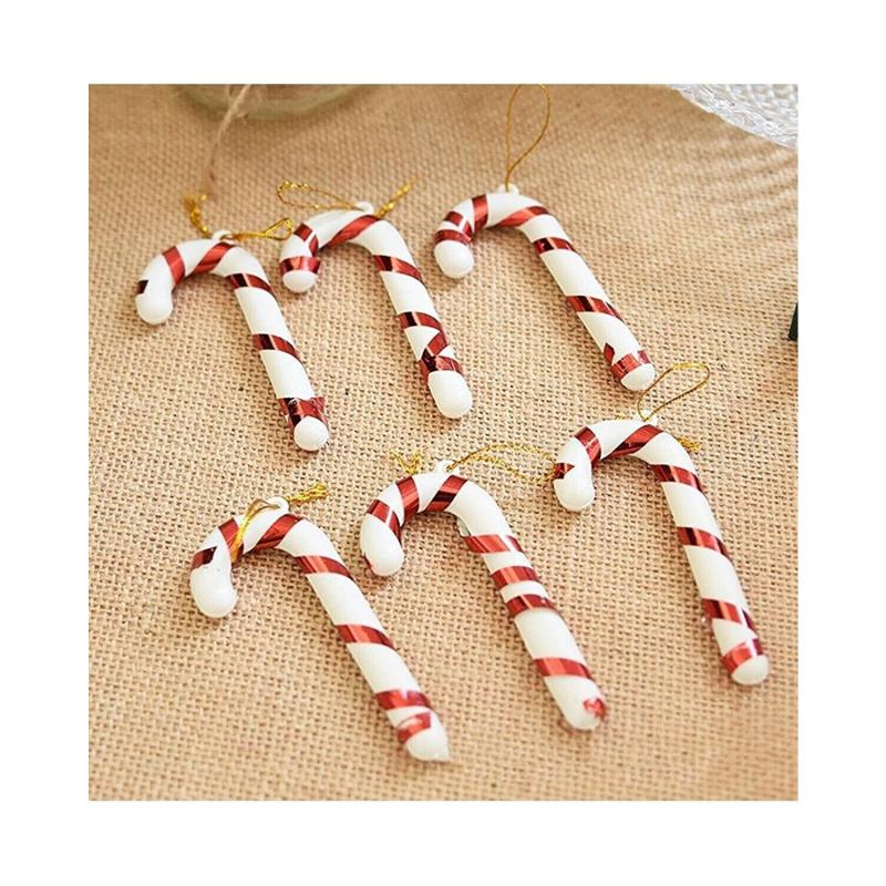 Happyland Yılbaşı Ağaç Süsü Baston 6’lı 9 cm Kırmızı Şeker Kamışı Ağaç Süsü