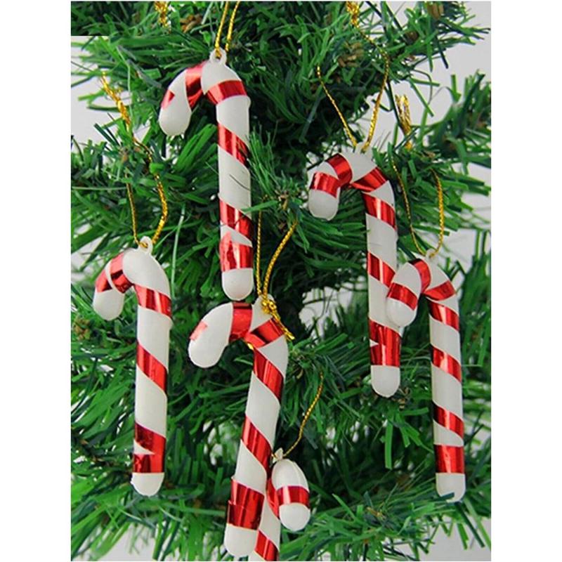 Happyland Yılbaşı Ağaç Süsü Baston 6’lı 9 cm Kırmızı Şeker Kamışı Ağaç Süsü