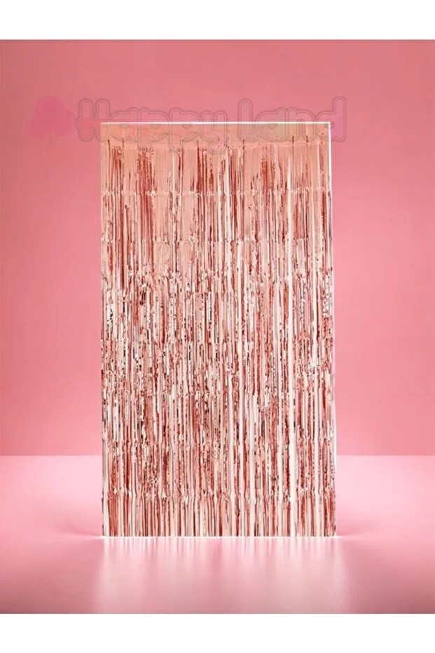 Happyland Rose Gold Kapı Duvar Parti Fon Arka Perde Işıltılı Simli Doğum Günü Fotoğraf Perdesi