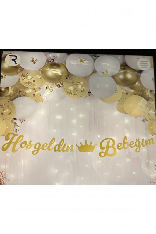 Happyland Gold Hoşgeldin Bebeğim Kaligrafi Yazı Banner