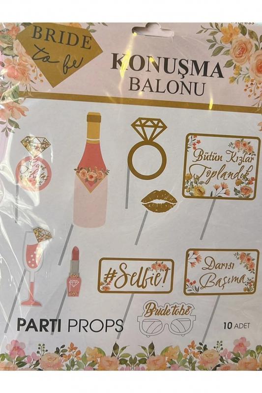 Happyland Bride Konsept Bride To Be 10’lu Konuşma Kartı Seti Çiçekli Model 