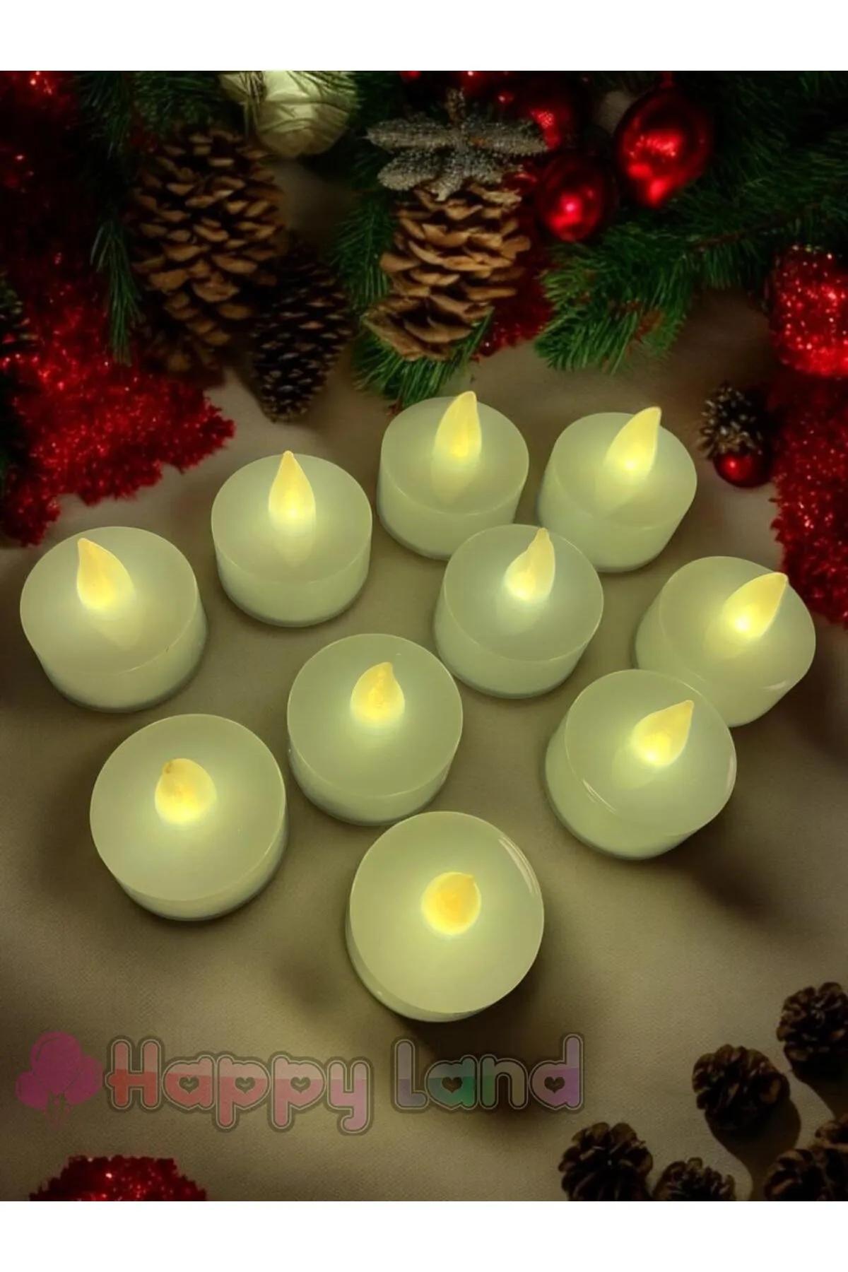 Happyland Hapyland Led Mum 10 Adet Ledli Mum Model Günışığı Işıklı Tealight Mum Pilli