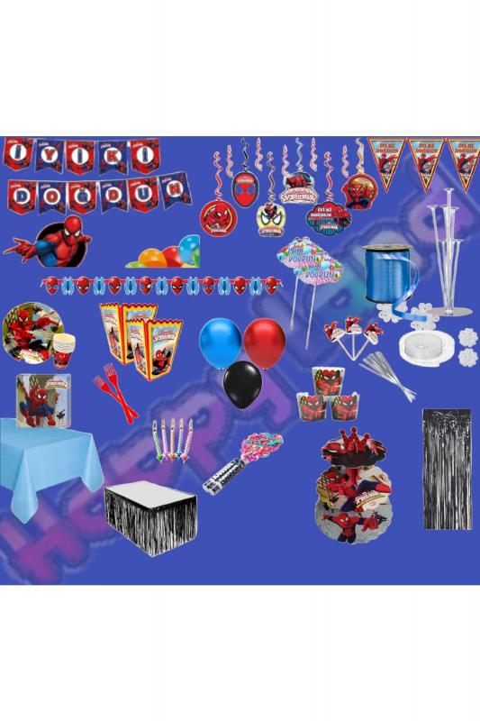 Happyland Örümcek Adam Doğum Günü Konseptleri Seti Spiderman Konsepti Parti Malzemeleri Lüks Paket
