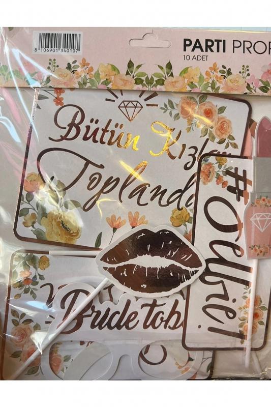 Happyland Bride Konsept Bride To Be 10’lu Konuşma Kartı Seti Çiçekli Model 