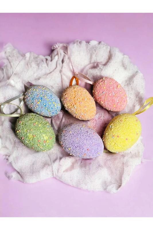 Happyland Paskalya Yumurtası Renkli 6 Lı Yapay Paskalya Süs