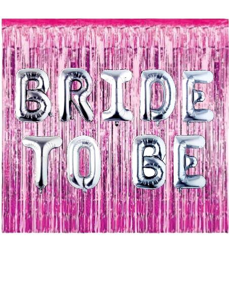 Happyland Bekarlığa Veda Partisi Bride To Be Pembe/Fuşya Konseptli Folyo Balon Seti Arka Fonlu