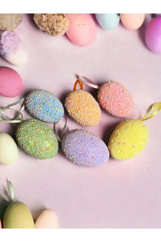 Happyland Paskalya Yumurtası Renkli 6 Lı Yapay Paskalya Süs