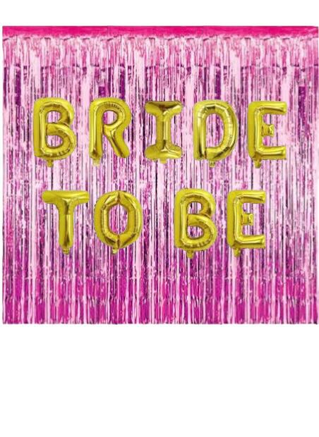 Happyland Bekarlığa Veda Partisi Bride To Be Pembe/Fuşya Konseptli Folyo Balon Seti Arka Fonlu