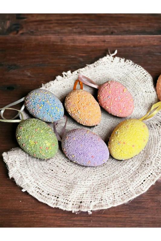Happyland Paskalya Yumurtası Renkli 6 Lı Yapay Paskalya Süs
