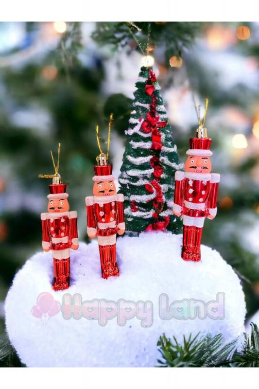 Happyland Yılbaşı Çam Ağacı Süsü 3 Adet Fındıkkıran Asma Süs Yılbaşı Ağacı Süs Fındıkkıran 13 Cm