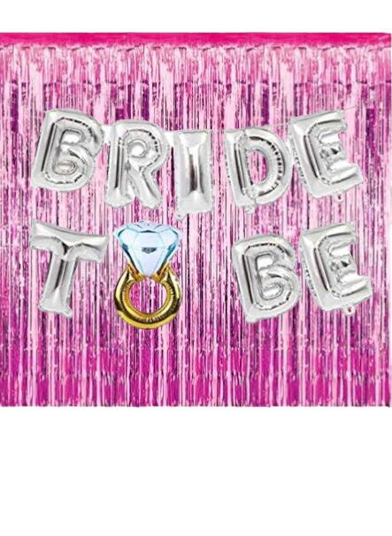 Happyland Bekarlığa Veda Partisi Bride To Be Pembe/Fuşya Konseptli Yüzüklü Folyo Balon Seti Arka Fonlu
