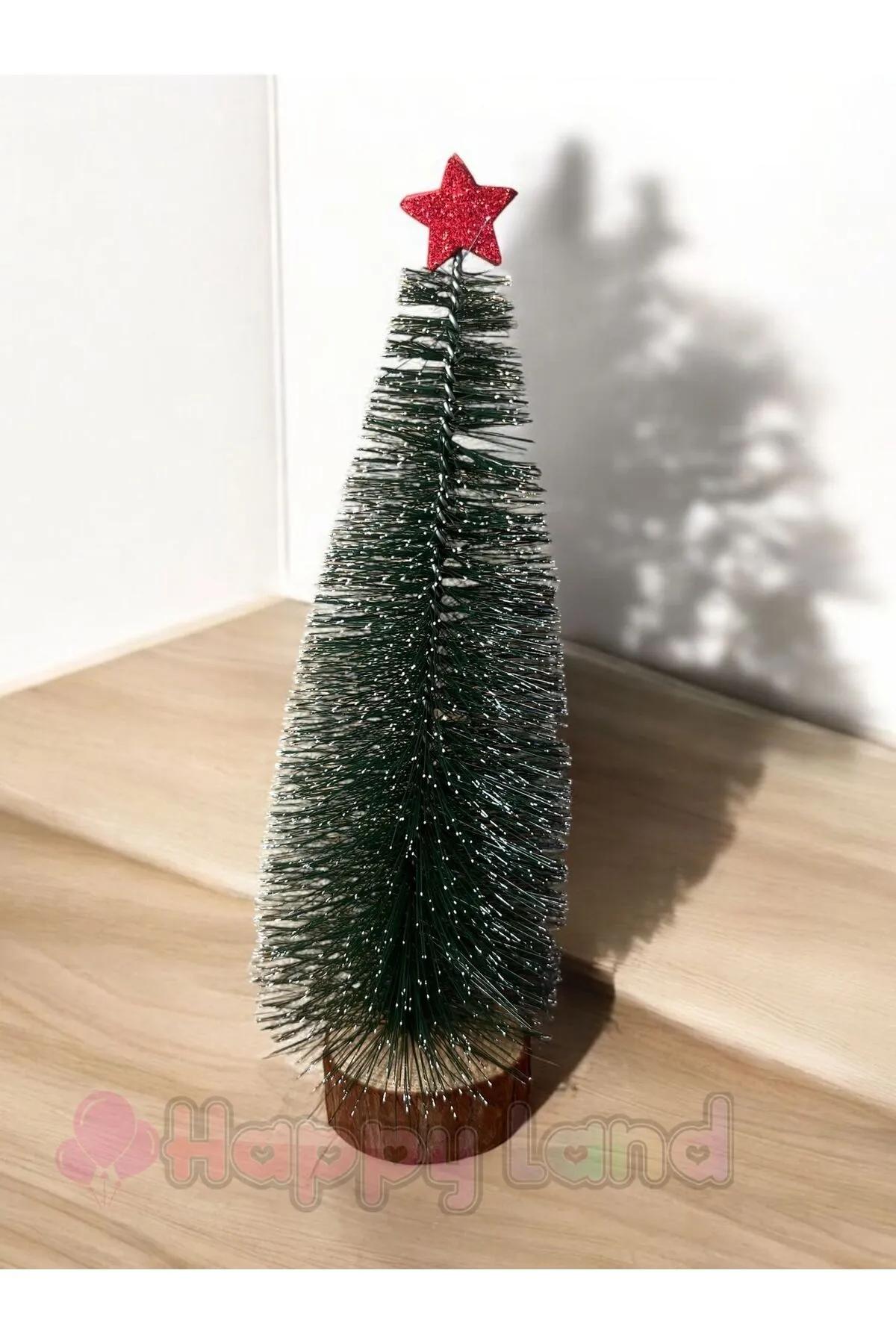 Happyland Yılbaşı 20 cm Masa Üzeri Mini Ağaç Seti 20cm-25cm Masa Üzeri KarlıYılbaşı Ağacı Hediye
