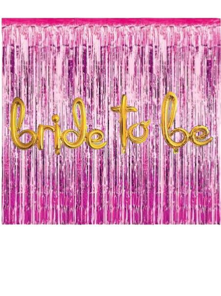 Happyland Bekarlığa Veda Partisi Bride To Be Pembe/Fuşya Konseptli İtalik Folyo Balon Seti Arka Fonlu
