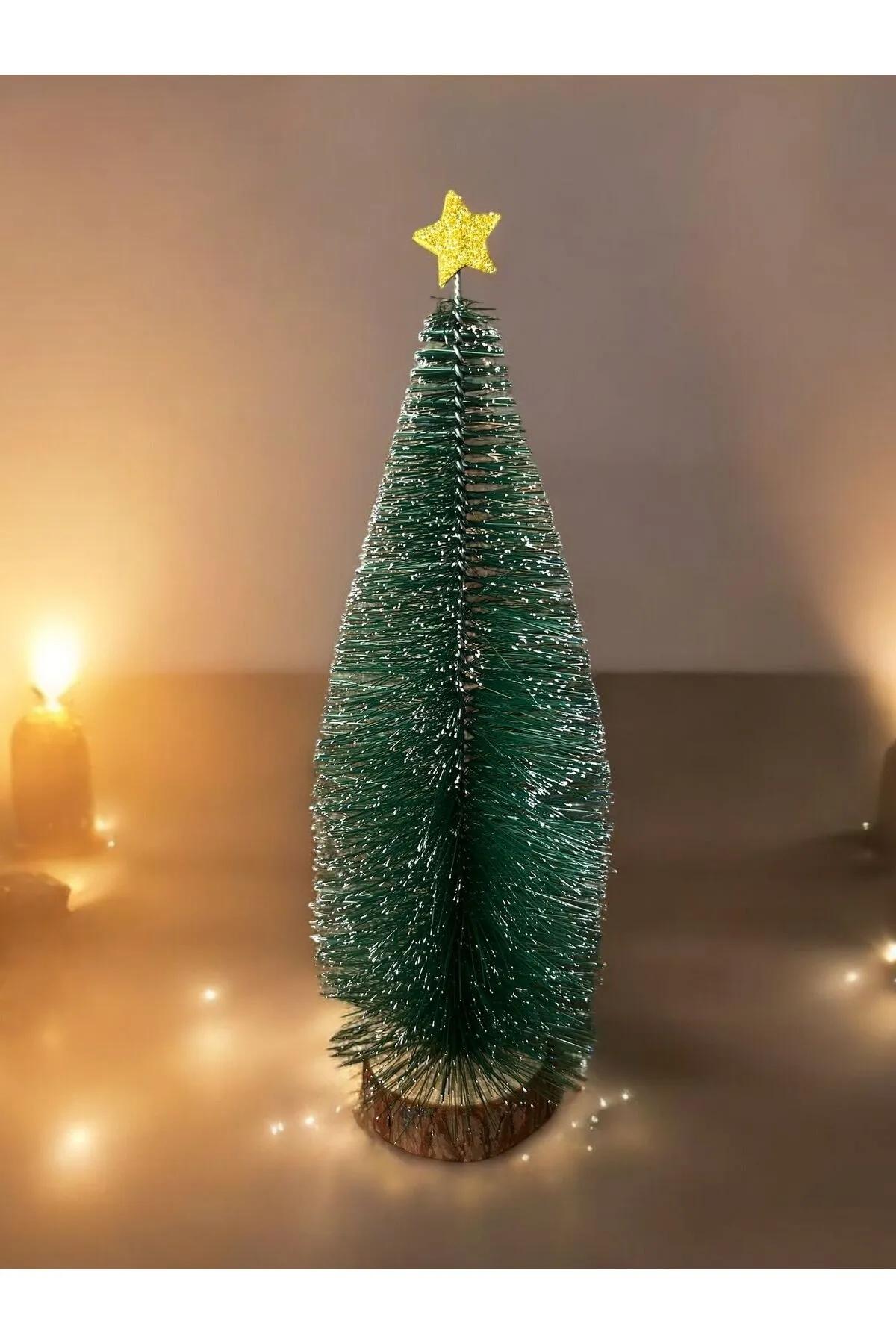 Happyland Yılbaşı 25 cm Masa Üzeri Mini Ağaç Seti 20cm-25cm Masa Üzeri KarlıYılbaşı Ağacı Hediye