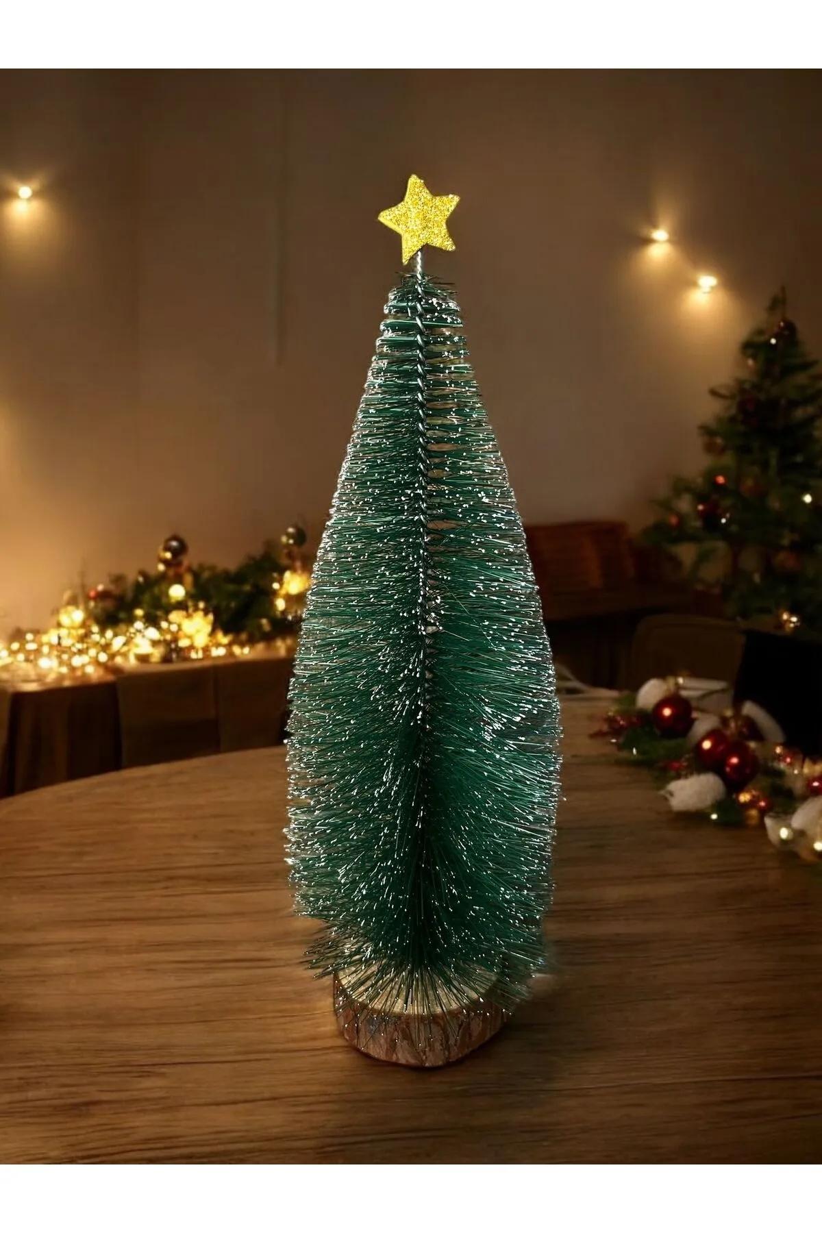 Happyland Yılbaşı 25 cm Masa Üzeri Mini Ağaç Seti 20cm-25cm Masa Üzeri KarlıYılbaşı Ağacı Hediye