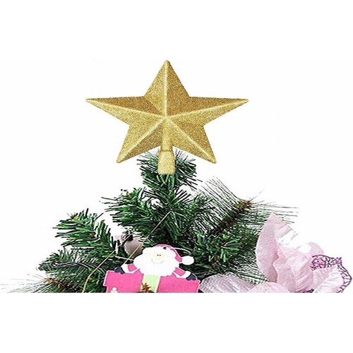 Happyland Yılbaşı Ağacı Süsü Gold Simli Tepe Yıldızı 15 cm Çam Ağacı Tepe Yıldızı