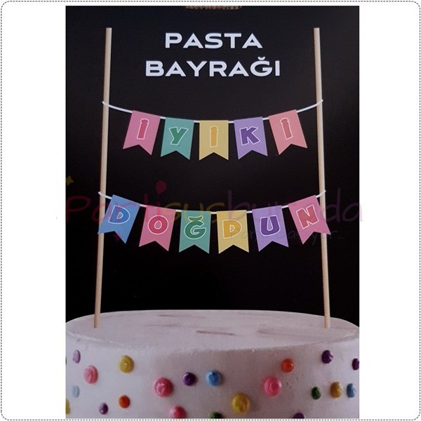 Happyland%20Renkli%20İyiki%20Doğdun%20Yazılı%20Pasta%20Bayrağı%20Pasta%20Üzeri%20Doğum%20Günü%20Bayrak%20Pasta%20Süsü