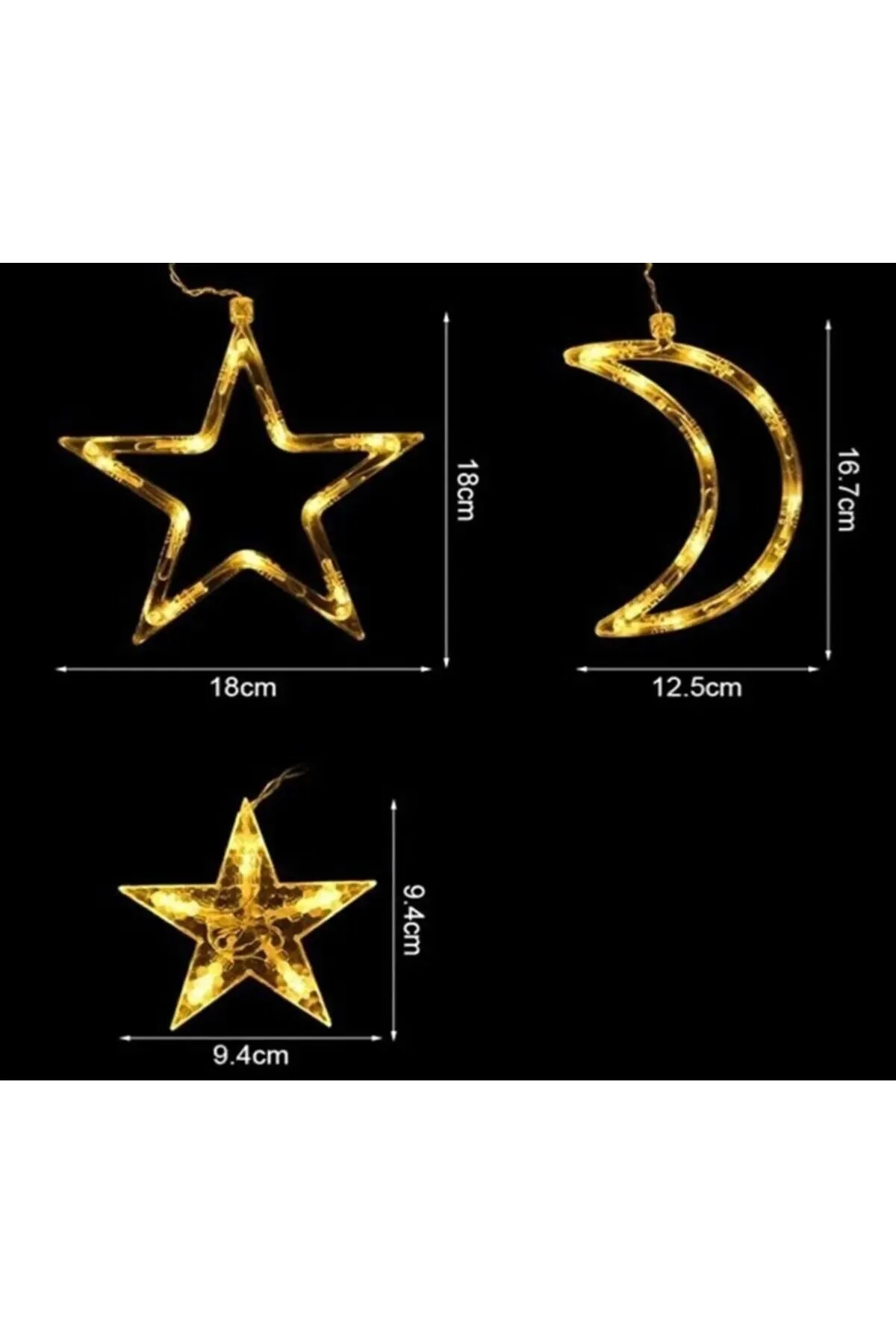 Happyland Ay Yıldız Perde Led 8 Mod Saçaklı Günışığı Perde Peri Işık 3.5 m Dekoratif Lamba Led Işık