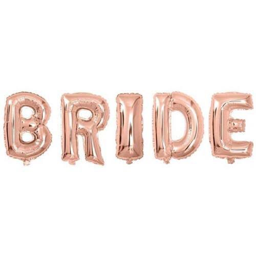 Happyland Bride Yazılı Folyo Balon Seti 100 cm Rosegold Bekarlığa Veda Kutlama Bride To Be Partisi