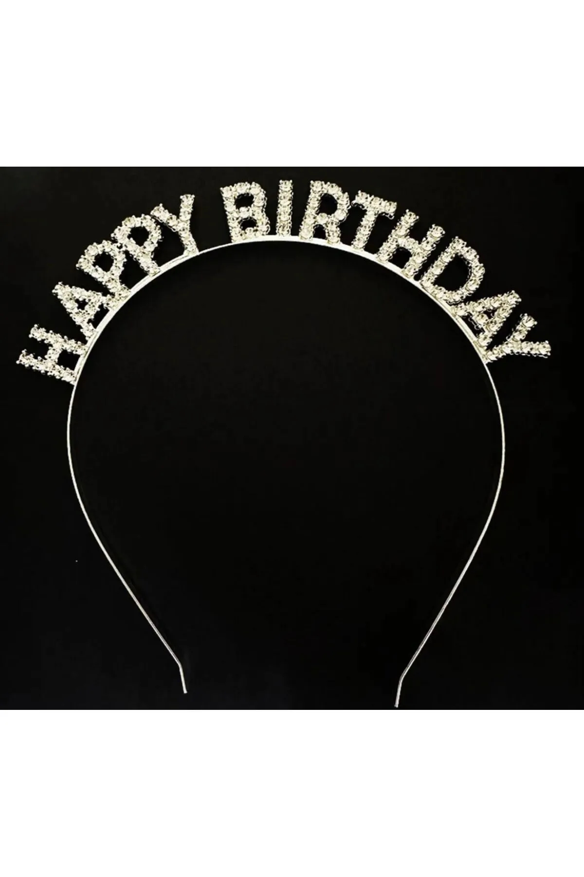 Happyland Gümüş Renk Kristal Taşlı Happy Birthday Doğum Günü Tacı 17*16 cm