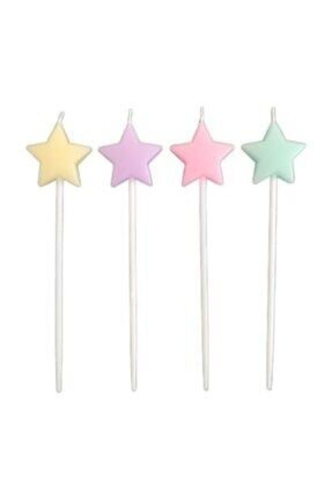 Happyland Çubuklu Pasta Mumu Makaron Yıldız Mum 4’lü