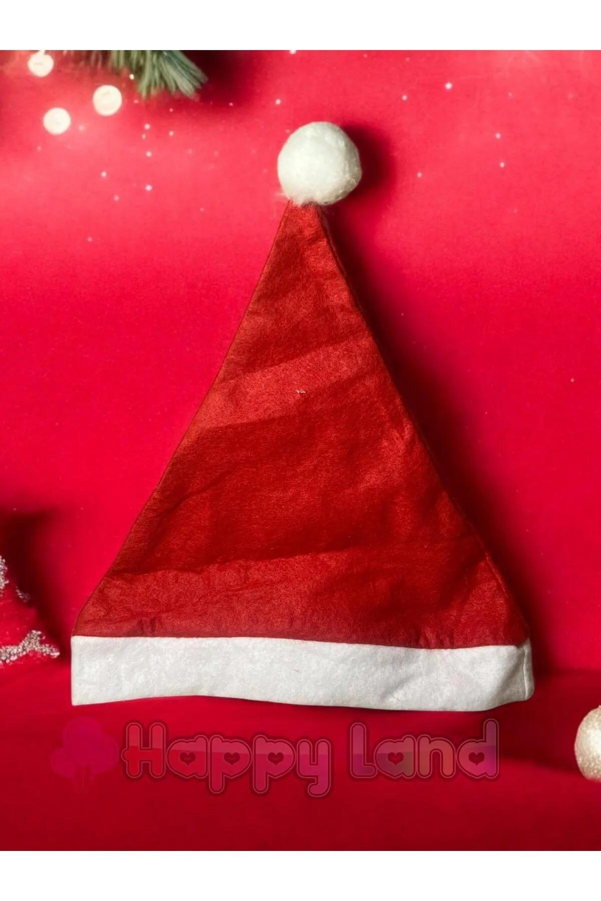 Happyland Yılbaşı Şapkası Elyaf Yetişkin Noel Baba Şapkası 1 Adet Yeni Yıl Aksesuar
